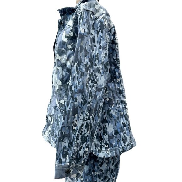Logo by Lori Goldstein Petite Ink Camo Twill Utility Denim Jacket Pants Set 14P* - Picture 8 of 16